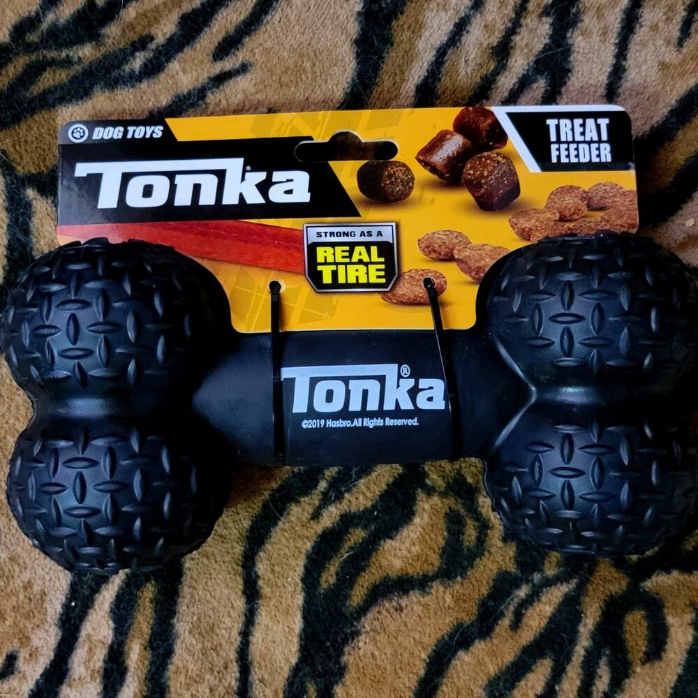 Dog Tonka Tire Dumbbell Toy Treat Feeder Tough Large Dog!